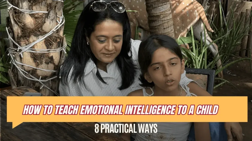 Emotional wellness coach guiding a child during an emotional intelligence activity, demonstrating practical ways parents can help children build emotional awareness and resilience.